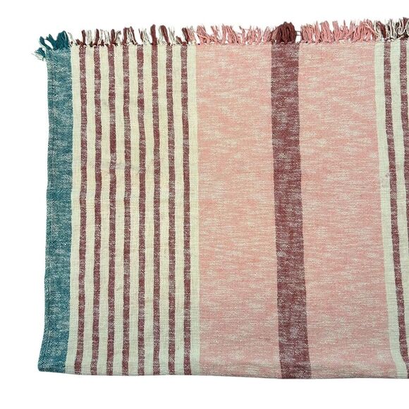 Roller Rabbit Throw Blanket 48" x 68" Woven Tasseled Beach Couch Sofa Striped - Picture 7 of 11